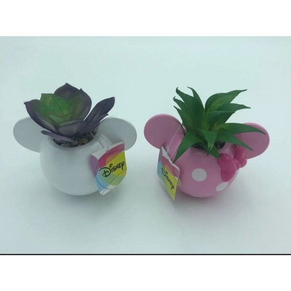 Disney Mickey and Minnie Mouse mini planters with Faux Succulents - Picture 2 of 6